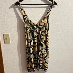 Volcom Leaf Print Mini Dress - Black, Green, Tan